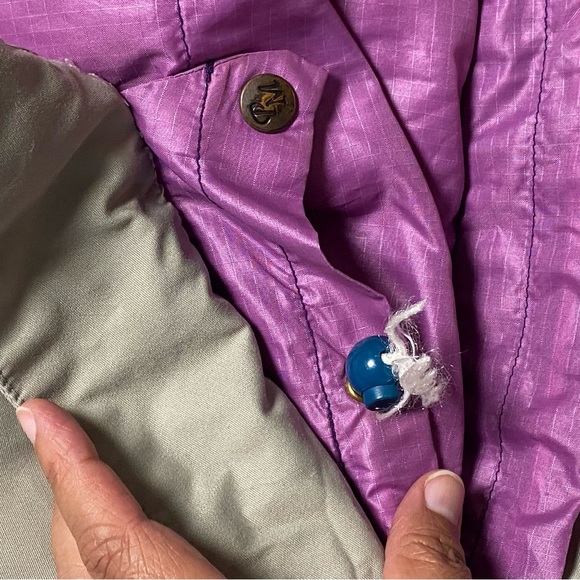 Powderhorn Mountaineering Jacket Girls Size 12 Tan Blue Vintage Down Jacket - Picture 12 of 17